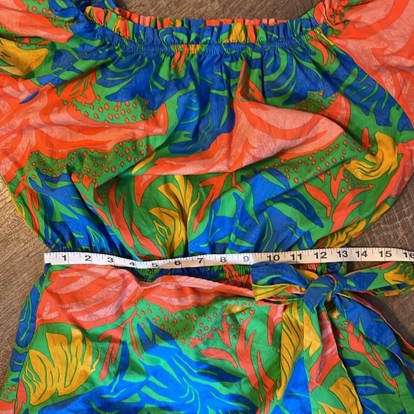 Flying Tomato ALL THE CHEER WOVEN ROMPER in Green size L Faux Wrap Skirt - Picture 15 of 16